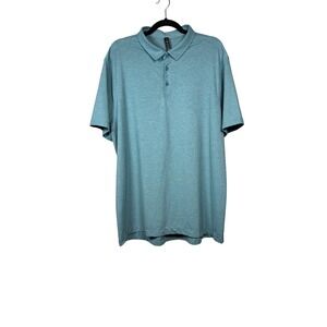 LULULEMON Mens Heathered Crest Teal, Evolution Polo Short Sleeve Shirt, Size XXL
